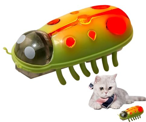 Ailan Pet Mini Marienkäfer, elektrisches Katzenspielzeug, kann Licht ausstrahlen, interaktives Spielzeug, Käfer, Lernspielzeug für Katzen und Kätzchen zum Spielen und Trainieren (grün schwarz)
