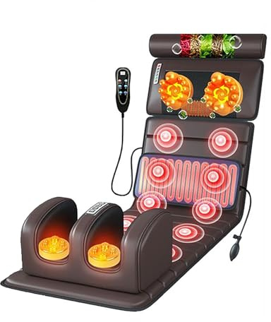 AVSMGP Coprisedile Riscaldato per Massaggio Massaggiatore per La Schiena Sedile Reclinabile Elettrico 5 modalità per Impastamento di Schiena, Lombari, Fianchi, Cosce,Nero