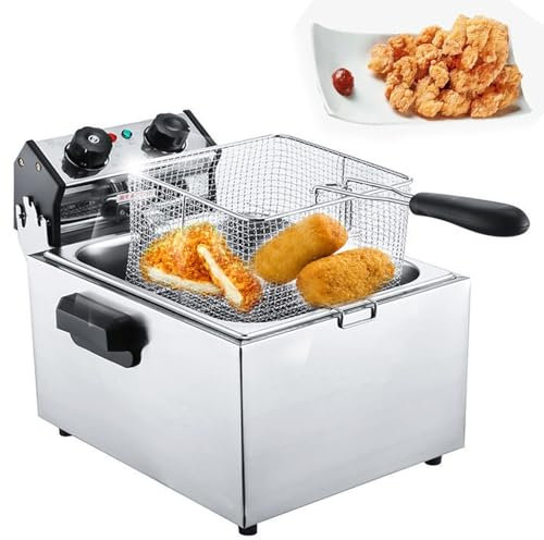 Friggitrice elettrica di grandi dimensioni senza fumi,padella per trucioli in acciaio inossidabile addensato,controllo della temperatura da 50 a 200 °C con cestello e coperchio in vetro