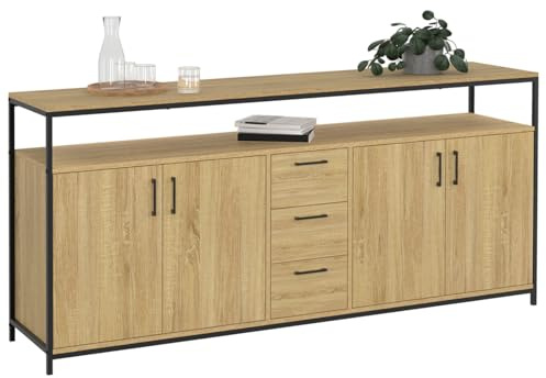 IDMarket - Buffet 180 cm Detroit XXL 4 Portes et tiroirs Design Industriel