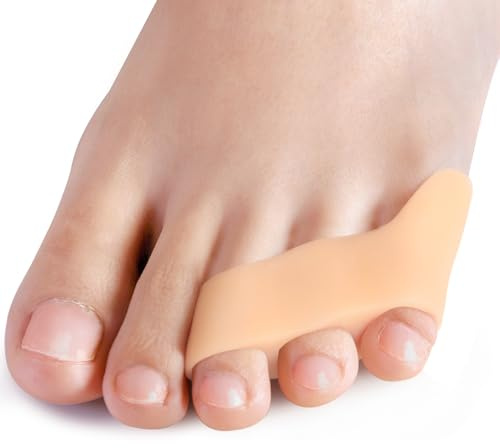 Povihome 10 Pack Pinky Toe Separator and Protectors, Triple Gel Toe Separators for Overlapping Toe, Curled Pinky Toes Separate and Protect (Beige)