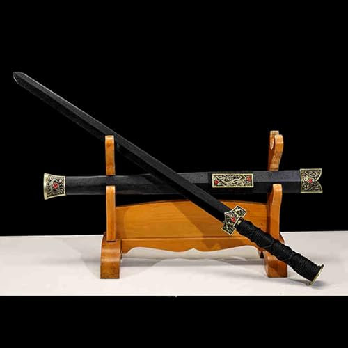 HJHUUA Spada Cinese in Legno da 80 cm,Lama in bambù Naturale con Vernice Spray,Fodero in Legno,bokken Fatto a Mano per Regalo,Esposizione,Cosplay,Oggetti di Scena,Arti Marziali