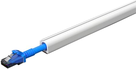Cable Trunking Self Adhesive, 0.4 (W) x 0.4(H) tv Cable Hider, White Cable Trunking, Floor Cable Cover, Cable Conduit Cable Tidy, Cable Sleeve Organiser (3m)