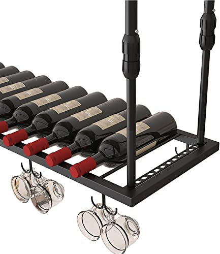 XAUBXYVR Verstellbares Weinglasregal zum Aufhängen für die Aufbewahrung in der Küche oder Bar. Deckenmontiertes Stielglashalter-Regal in Schwarz. Restaurantqualität. Erweiterbare Größe (100 cm x 30 c
