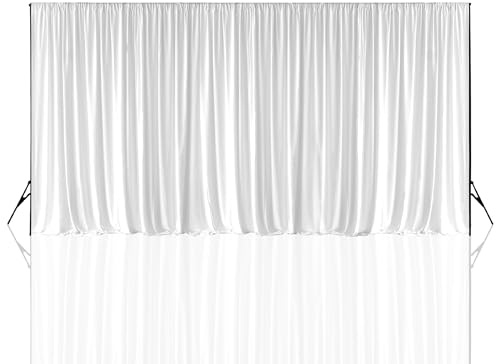 Event Decor Shop White Spandex Backdrop Photography Background 3x6m | Soft Polyester Pleated Drapes with Rod Pocket, Washable Backdrop for Weddings, Photography, Parties, Events & Stage Decor