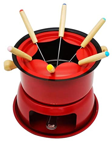 Lonrtesw Mini Pentola per Fonduta nel Acciaio Inossidabile Set per Fonduta di Cioccolato al Formaggio 6 Forchette da Immersione e Pentola Rimovibile Si Scioglie Salsa di Caramelle