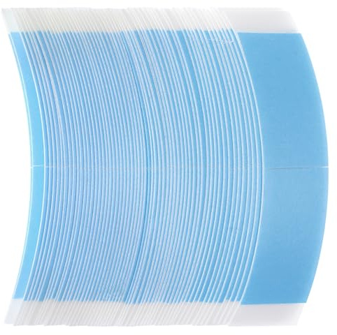 Larrel 60 Stück Perücken Klebeband, Blau Wig Glue Tape Doppelseitiges Klebeband für Perücken Extra Stark Unsichtbar Wasserdicht Perückenband zum Fixieren von Spitzenperücken (7,5 x 3 cm)