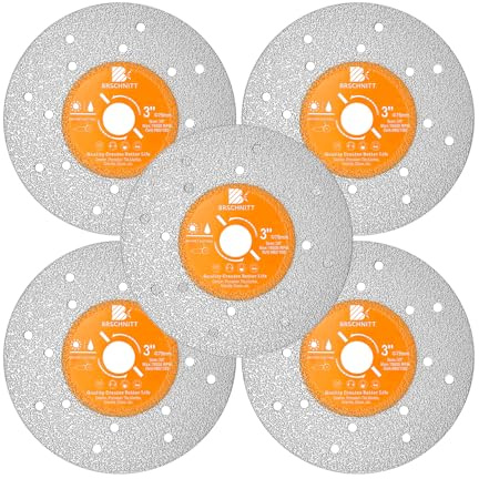 BRSCHNITT Steinplatten-Schleifscheibe 75MM Glasschneidescheibe (5 Stück), Granit-Trennblatt, Diamant-Schleifscheibe für Steinplatten, Stein, Fliesen, Marmor, Granit, Glas, Diamant-Sägeblätter