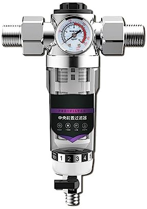 JOLIANE 5000L/H Water Purifier Backwash Prefilter Water Filter, 40um Central Prefilter Purifier System Backwash Stainless Steel Mesh(WITH RLER)