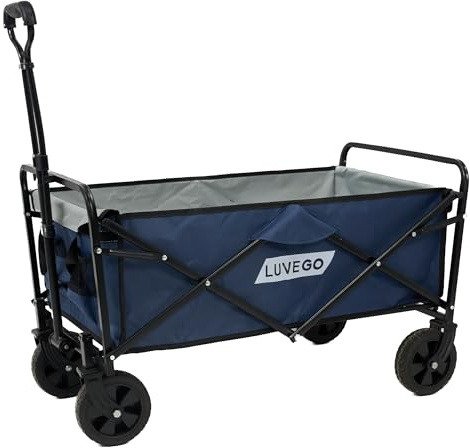 Luvego Chariot de transport pliable – Chariot à main robuste avec capacité de charge de 80 kg – Grand espace de rangement – Facile à plier – Idéal pour les excursions, le camping, le jardin et la