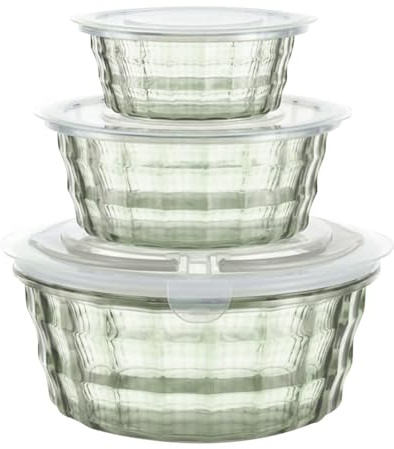 Jooehyer Caja de Fruta de Plástico Recipientes de Fruta con Sopera Recipiente de Plástico Transparente Recipiente de Plástico Recipiente Sellado Verde