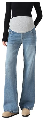 Olamao Flared Graviditetsjeans med justerbar midja - Life Comfort Plus Size för kvinnor under 170 cm, verktygsfickor, Typ 3301, XXL