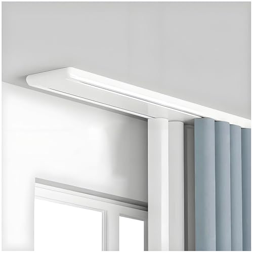 Vorhangschienensystem, Gardinenschiene 2-läufig Mit Blende, 1-6 m Gardinenstange Deckenmontage, Leise, Aluminium, Stumme Rollen, Robust, Raumteiler, Schiebegardine(Weiß,6m)