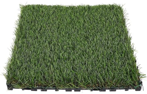 SEWACC Baldosas de Césped Artificial Entrelazadas para Exteriores Suelo Resistente para Jardín Terraza y Balcón Fácil Instalación Diseño Natural y Duradero
