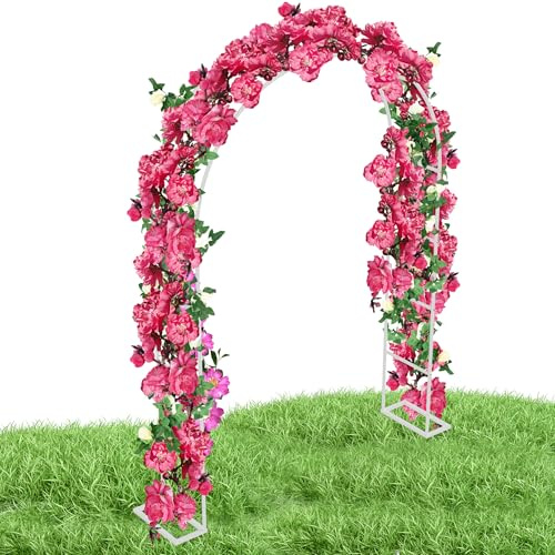 QEENTOE Gartenbogen Stabil Weiß Rosenbogen Metall Wetterfest Metallbogen für Glyzinie Klematis Kletterpflanzen Rankgitter Rankhilfe Pflanzenständer für Hochzeitsdekoration Gartendekoration