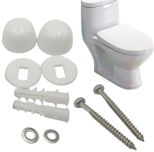 CashMuch Kit di fissaggio a pavimento per WC e bidet con bulloni di ancoraggio angolati, viti e coperchi per un'installazione sicura, in acciaio inox e Ic, argento