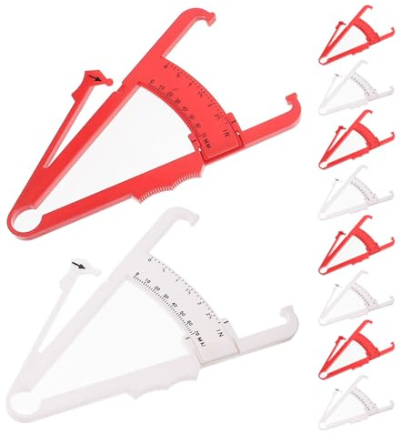 WATIIFUFU Calibrador de Grasa Corporal Profesional 10 Piezas Rojo y Pinzas de Medición de Pliegues Cutáneos Doble Escala para Control Preciso del Imc y Composición Corporal Equipo