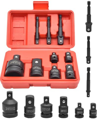 Lifegogo 9 Stück Stecknuss Adapter Set: Steckschlüssel Adapter Konverter Stecknussadapter 1/4 3/8 1/2 Nussadapter für Schraubenschlüssel Ratschen & Schlagschrauber