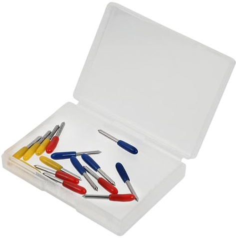 NULYLU Lames de Rechange en Acier Tungstène 15 Pièces 30°, 45° et 60° pour Cutter Rotatif Précision, Outils de Coupe pour Découpeuse de Vinyle Professionnelle