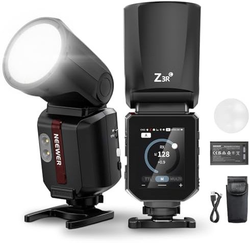 NEEWER Z3R-C Flash Rotondo, Speedlite TTL da 100Ws per Fotografia Fotocamera con HSS 1/8000s, Batteria USB C da 3000mAh, Touchscreen, Luce Pilota, Compatibile con Canon e Godox Sistema X 2.4G Wireless