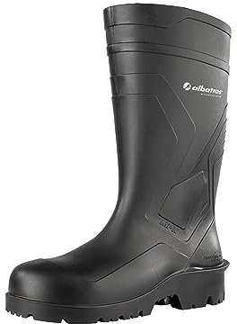 ALBATROS Arbeitsgummistiefel Protector Plus S5 – Hochwertige Arbeitsschuhe für Herren – Wasserdichte Gummistiefel mit Stahlkappe & Durchtrittschutz Schwarz Größe 48