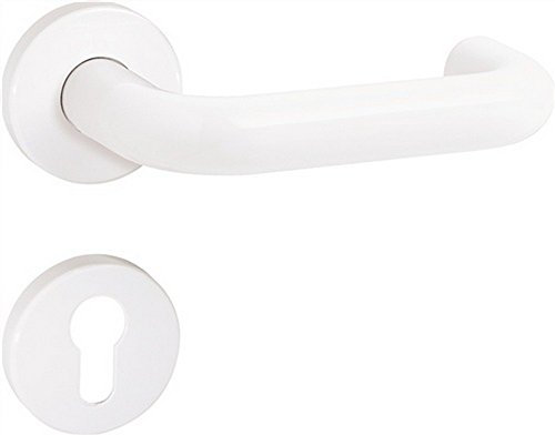 Hewi WC-Drückergrt. 111R02.230, mit Rosetten, Bzg Gel,8mm Stift,TS 38-43mm Farbe 99=reinweiß, Notöffnung FBM