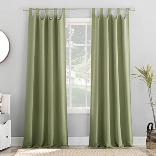 Sun Zero Easton Tab-Top Blackout Curtain Sage Green 40 in x 84 in