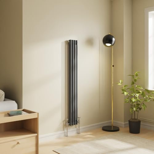 NRG 1500x200 Traditional Colosseum Cast Iron Bathroom Radiator Anthracite 2 Panel