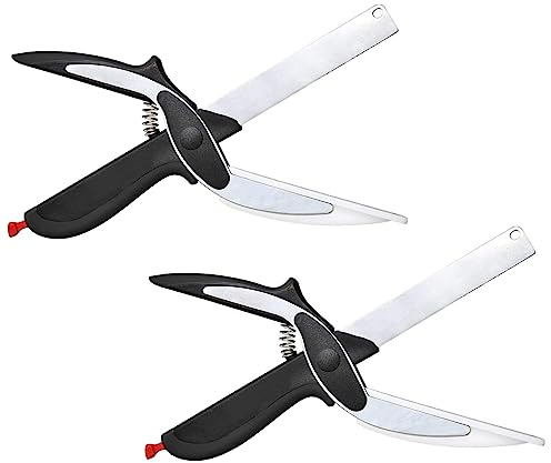 DSYJ Clever Cutter 2-in-1 Knife and Cutting Board Scissors 2 Pack
