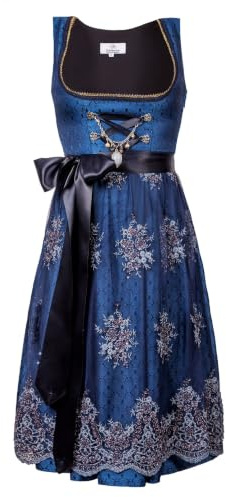 Edelnice Trachtenmode Exklusives Designer Midi Dirndl Josepha inkl. Spitzen Dirndlschürze und Charivari Gr. 32-54