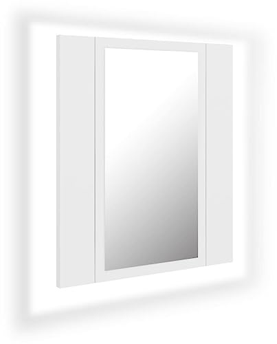 vidaXL LED Bad Spiegelschrank Badezimmerspiegel Badspiegel Spiegel Badschrank Badezimmerschrank Hängeschrank Wandschrank Weiß 40x12x45cm Acryl