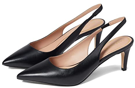 Cole Haan Womens Vandam Sling Back Pump 65MM, Black Leather, 7.5-B US