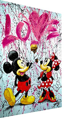Magic Canvas Art Mickey & Minnie Love Pop Art Stampa su tela 1 pezzo Stampa artistica di alta qualità Dipinti murali - B8254 - Materiale: poster senza cornice, dimensioni: 75 x 50 cm