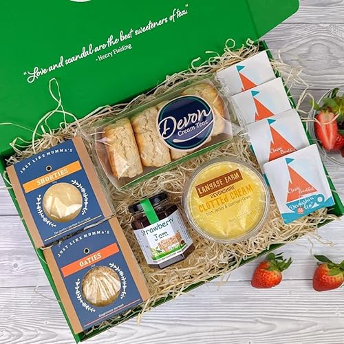Devon Afternoon Cream Tea Hamper for 2 | 4 Scones, 4 Teabags, Jam, Cream & Biscuits | Gifts for Women, Food Hampers for Men | Mother’s Day, Birthday, Anniversary or Special Occasions