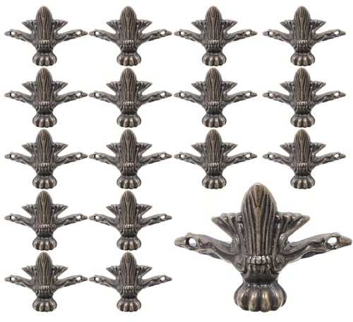 Angoily 20 Pcs Antique Bronze Box Legs Decorative Corner Protectors Jewelry Box Feet Edge Guard Wood Case Feet for Furniture Decors