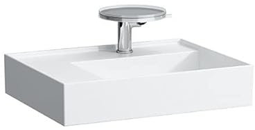 LAUFEN Kartell Aufsatzwaschtisch, Ablage links, 2 Hahnlöcher, ohne Überlauf, 600x460mm, H8183357578151, Farbe: weiß matt