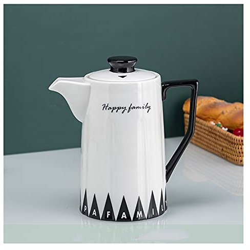 Jarra de Agua Jarra de lujo ligero con mango y tapa Lanzador de cerámica de gran capacidad ideal for té helado, sangría, limonada y más (60.8 oz) Jarra de Agua Cristal (Color : Negro)