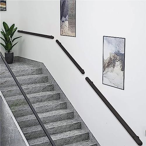 Corrimano per scale | Kit completo per ringhiera per scale moderna nera | Corrimano 0,3 0,5 1 2 3 4 5 6 metri, ringhiera per scale | Corrimano per Scale Interne Gradino Esterno Fissaggio a Parete ( Si