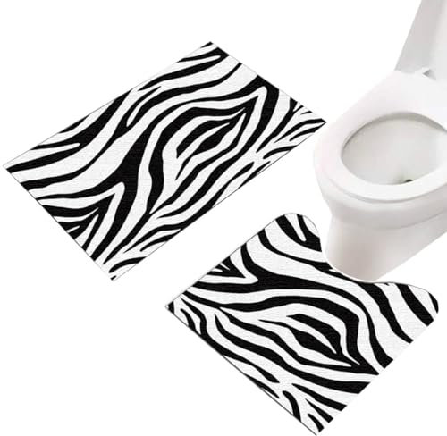 ZESLIV Badematten Set 2 teilig Badezimmerteppich WC Vorleger mit Ausschnitt rutschfeste Toilettenmatte Weiche Badvorleger Saugfähige Badteppiche