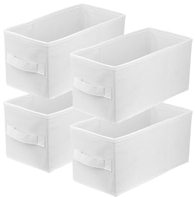 lavita Boîte de rangement en tissu | Boîtes de rangement pliantes 15 x 31 x 15 cm | Tiroir Boîte de rangement Tiroir | Systèmes de rangement pour les vêtements | blanc | 4 pièce