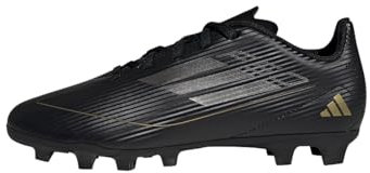 adidas F50 Club Football Boots Flexible Ground, Zapatos de fútbol para terrenos firmes Unisex Adulto, Core Black/Iron Metallic/Gold, 38 2/3 EU