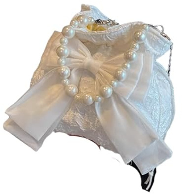 CEMELI 20 x 20 cm weiße Blumen-Umhängetasche, kleine Perlen-Puppentaschen für Hochzeit, Abend, Party, Satin-Tasche, Damen-Clutch, Brautjungfern-Handtasche