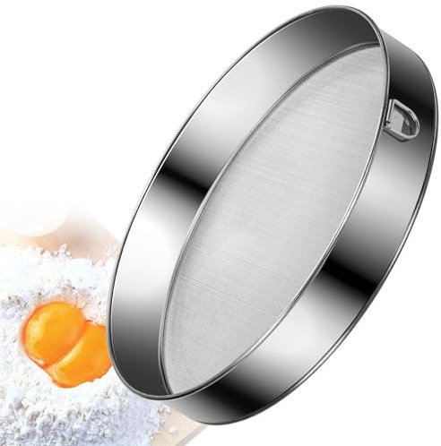Tamiz de harina de acero inoxidable para cocina, malla fina, redondo, para hornear pasteles