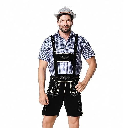 ARtray Weste Fell Schwarz Herren Halloween-Kostüme, europäische und amerikanische traditionelle ethnische Aufführungskostüme Fechten Anzug (Black, XXL)