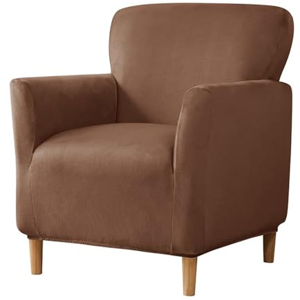 Meigeh Sesselbezug 1-Sitzer Sesselhusse Samt Sessel Überzug Stuhl Bezüge Sofa Bezüge Stuhlschutz Sesselbezug Stretch Dunkelbraun