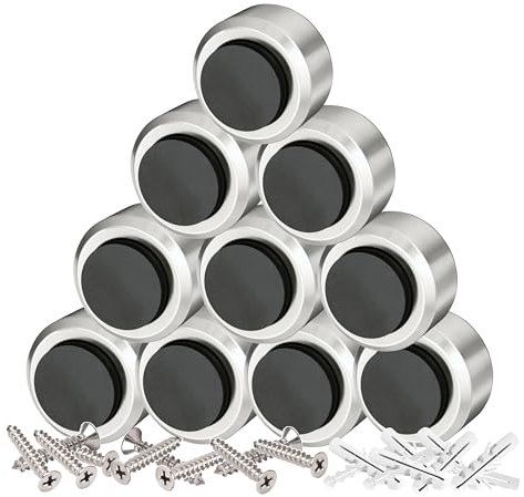 PLURI - Premium Türstopper Wand Edelstahl [10er Set] - GRATIS Befestigungsmaterial, Wand-Puffer Gummi-Puffer, Tür-Puffer, Door-Stopper Tür-Griff, Wand-Schutz Tür-Klinke, Wand-Stopper Wand-Montage