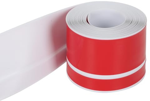 Sockelleiste, individuell zuschneidbar, selbstklebende Rückseite, weiche Sockelleiste aus PVC, für Küche und Bad, flexibles, faltbares Fugendichtband, 25 Meter,Flexibler Knickstreifen (Weiß)