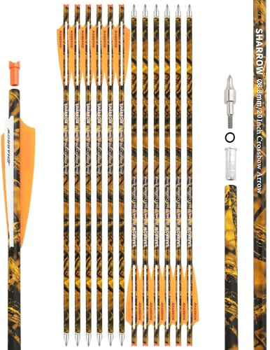 surwolf Perno de Ballesta de Carbono 16 17 18 20 22 Flechas de Ballesta, Flecha de Carbono de Caza para Ballesta Flechas de Ballesta de Caza 12 Uds (Naranja 1, 16)