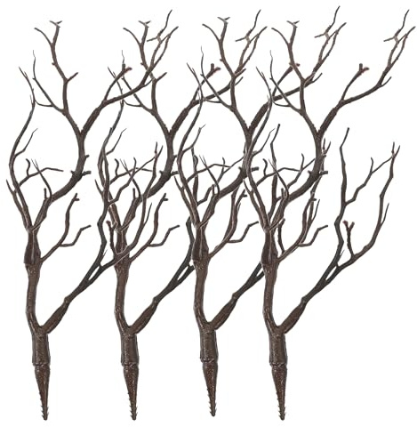Wensmy 4Pcs Artificial Antler Branch Decoration Halloween Decoration Tree Branch Art Witch Antler Twigs Plastic Branches Artificial Twigs Fake Antler Shaped Tree Branch (Brown)