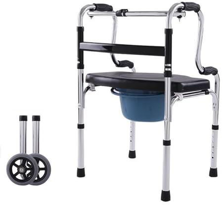Deambulatore da Interno per Anziani 2 Ruote,Rollator Deambulatori Pieghevole Regolabile in Altezza,Sedia da Toilette Carrello Deambulatore per Anziani,Girello per Anziani con Seduta con WC(B)